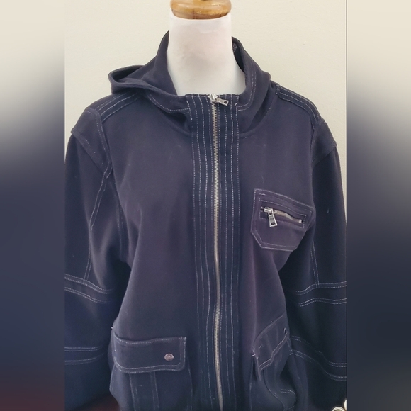 INC International Concepts Black Full Zip Jacket Large - Picture 2 of 5